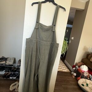 Cider Olive Green Corduroy Overalls